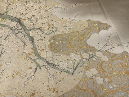 平和屋着物●豪華色留袖　寿光織　紅白梅　暈し染め　金糸　正絹　逸品　AABH5281ph