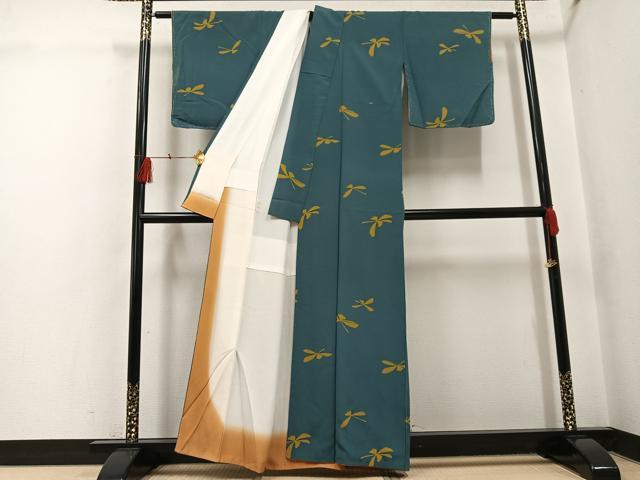 平和屋着物●上質な小紋　舞葉文　正絹　逸品　AABH5284ph