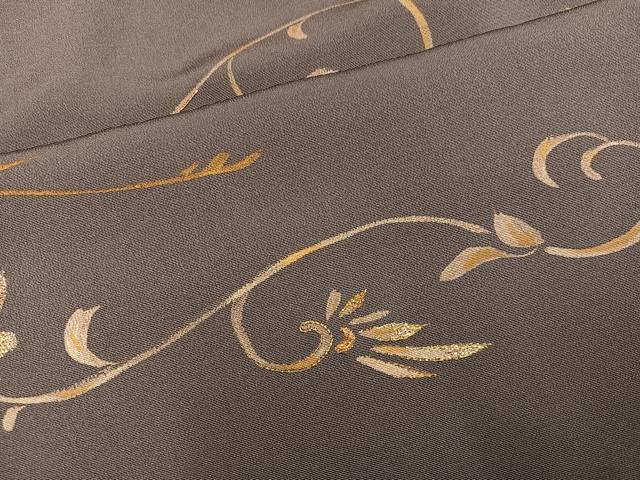 平和屋着物●訪問着　手描き　駒刺繍　飛鳥草花文　金彩　正絹　逸品　未使用　AABH5293ph