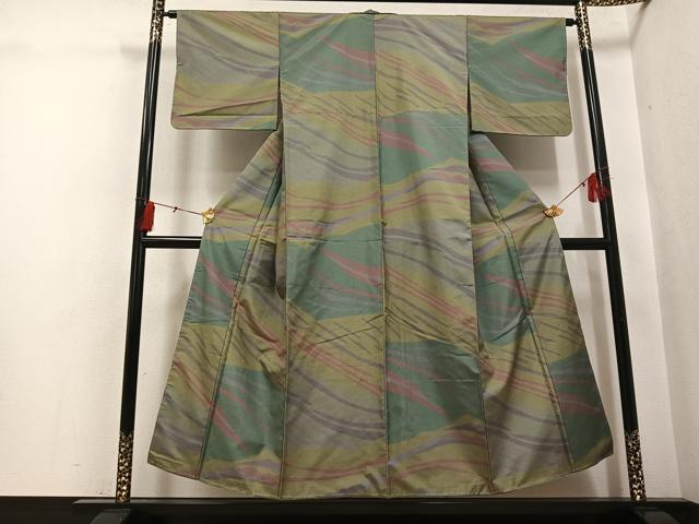 平和屋着物●本場大島紬　染大島　幾何学文様　正絹　逸品　未使用　AABH5294ph