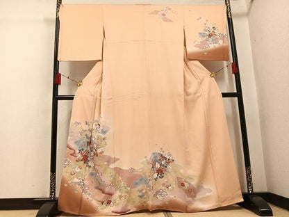平和屋着物●訪問着　友禅　御所車地紙花文　暈し染め　金彩　正絹　逸品　AABH5295ph