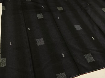 平和屋着物●結城紬　飛び亀甲　間道　やまと誂製　正絹　逸品　未使用　AABH5296ph
