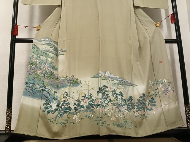 平和屋着物●豪華色留袖　友禅　作家物　松竹梅風景文　暈し染め　正絹　逸品　AABH5298ph 平和屋着物○豪華色留袖 友禅 作家物 松竹梅風景文 暈し染め 正絹 逸品
