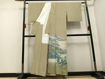 平和屋着物●豪華色留袖　友禅　作家物　松竹梅風景文　暈し染め　正絹　逸品　AABH5298ph
