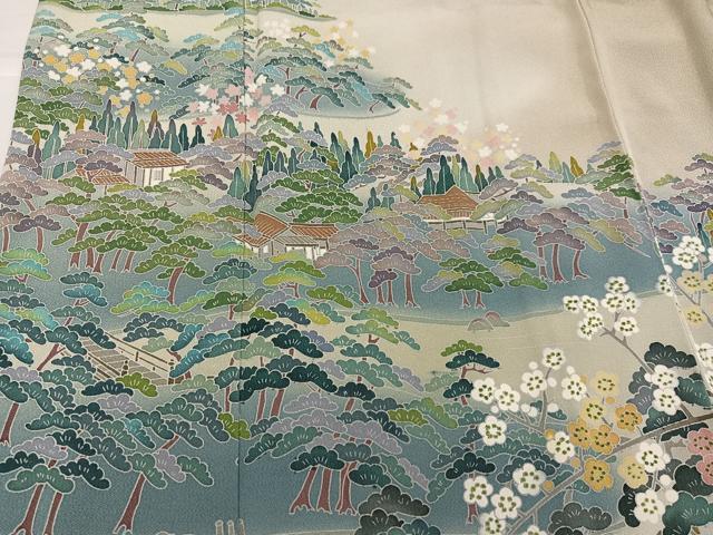 平和屋着物●豪華色留袖　友禅　作家物　松竹梅風景文　暈し染め　正絹　逸品　AABH5298ph 平和屋着物○豪華色留袖 友禅 作家物 松竹梅風景文 暈し染め 正絹 逸品