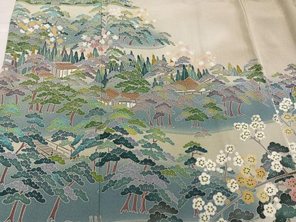 平和屋着物●豪華色留袖　友禅　作家物　松竹梅風景文　暈し染め　正絹　逸品　AABH5298ph