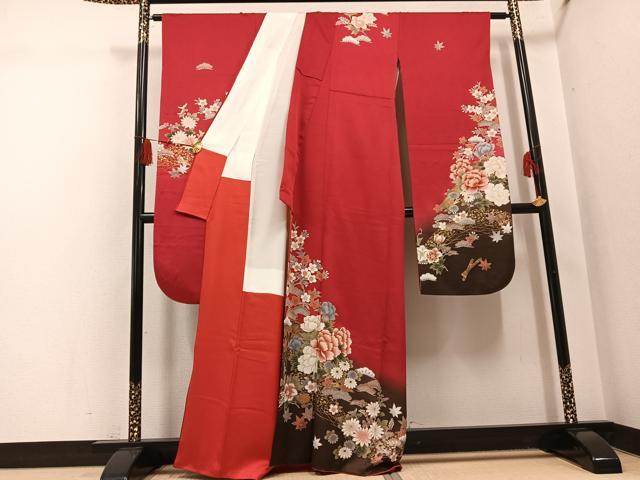 平和屋着物●豪華振袖　草花文　暈し染め　金彩　正絹　逸品　AABH5299ph