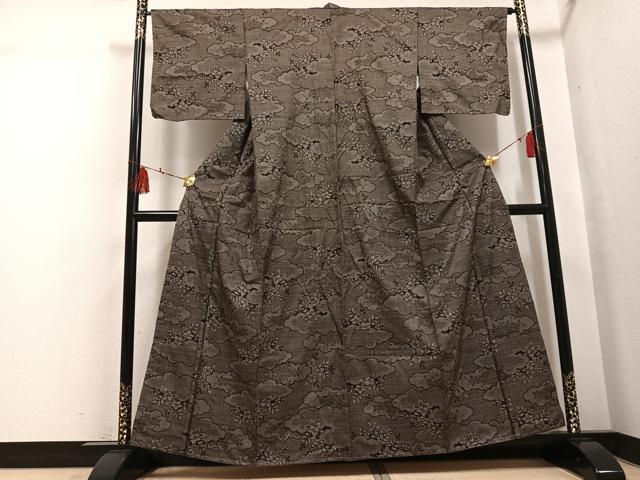 平和屋着物●本場大島紬　一元7マルキ　雲重ね草花文　正絹　逸品　未使用　AABH5300ph