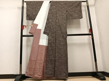 平和屋着物●本場大島紬　一元7マルキ　雲重ね草花文　正絹　逸品　未使用　AABH5300ph
