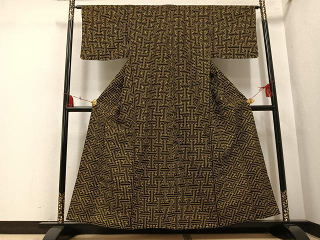 平和屋着物●久留米絣　単衣　秋名バラ柄　綿　逸品　AABH5302ph