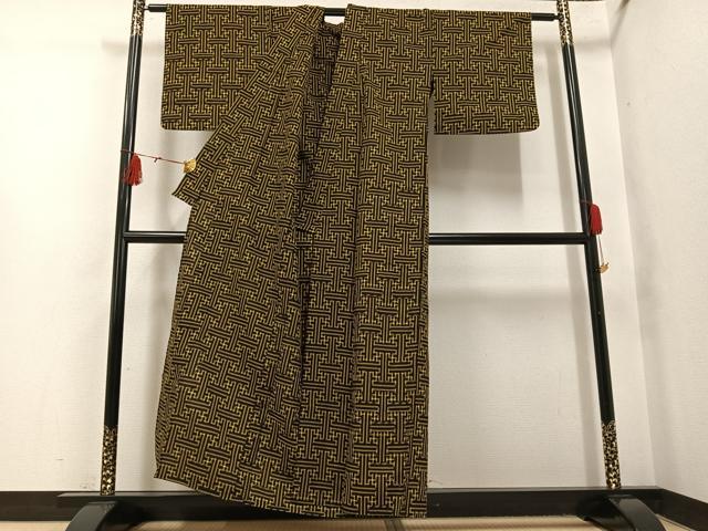 平和屋着物●久留米絣　単衣　秋名バラ柄　綿　逸品　AABH5302ph