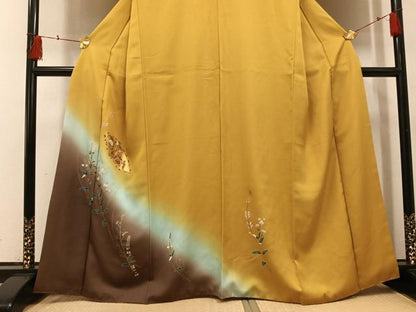平和屋着物●訪問着　地紙人物花文　暈し染め　金彩　正絹　逸品　AABH5304ph