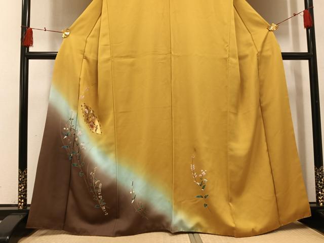 平和屋着物●訪問着　地紙人物花文　暈し染め　金彩　正絹　逸品　AABH5304ph