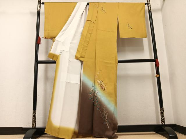 平和屋着物●訪問着　地紙人物花文　暈し染め　金彩　正絹　逸品　AABH5304ph