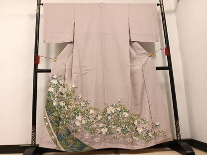 平和屋着物●豪華色留袖　友禅　草花文　正絹　逸品　AABH5306ph