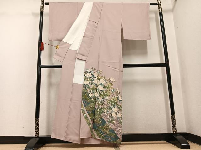 平和屋着物●豪華色留袖　友禅　草花文　正絹　逸品　AABH5306ph