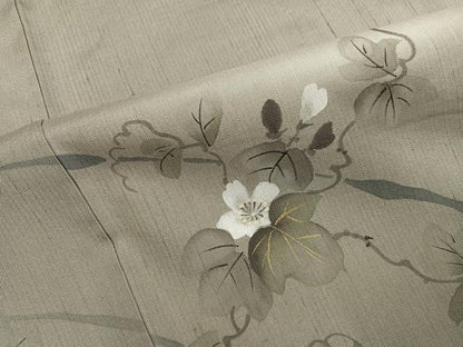 平和屋着物●訪問着　紬地　手描き　枝花文　暈し染め　金彩　正絹　逸品　AABH5307ph