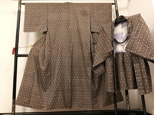 平和屋着物●アンティーク大島　本場大島紬　アンサンブル　正絹　逸品　AABH5312ph