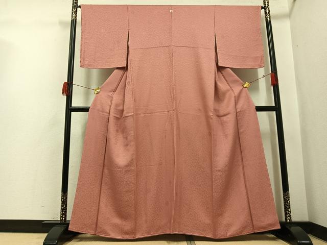 平和屋着物●上質な色無地　花地紋　退紅色　正絹　逸品　AABH5314ph 平和屋着物○上質な色無地 花地紋 退紅色 正絹 逸品 AABH5314ph
