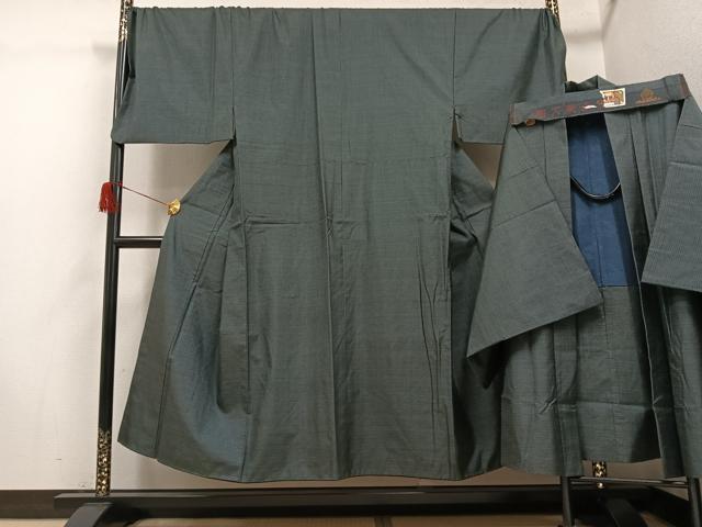 平和屋着物●男性　本場大島紬　アンサンブル　キングサイズ　長羽織　100亀甲　総詰め　証紙付き　正絹　逸品　AABH5318ph