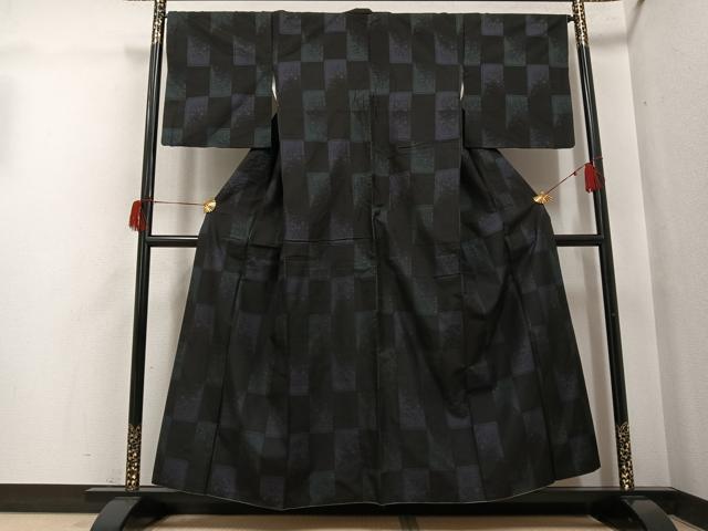 平和屋着物●本場大島紬　カタス7マルキ　市松文　正絹　逸品　AABH5320ph