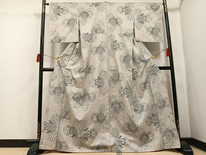 平和屋着物●本場大島紬　白大島　一元7マルキ　総絣　源氏車文　正絹　逸品　AABH5322ph