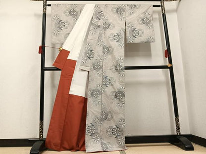 平和屋着物●本場大島紬　白大島　一元7マルキ　総絣　源氏車文　正絹　逸品　AABH5322ph
