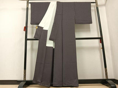 平和屋着物●上質な色無地　重ね染　紅消鼠色　反端付き　正絹　逸品　AABH5328ph