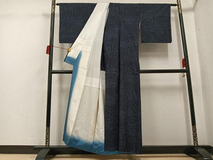 平和屋着物●結城紬　100亀甲　飛び亀甲　吉祥花文　正絹　逸品　AABH5331ph