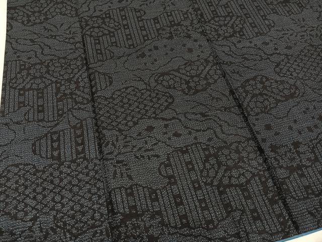 平和屋着物●結城紬　100亀甲　飛び亀甲　吉祥花文　正絹　逸品　AABH5331ph