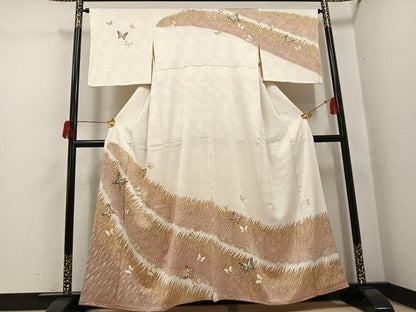 平和屋着物●訪問着　友禅　作家物　舞蝶文　金彩　鈴乃屋扱い　正絹　逸品　AABH5332ph