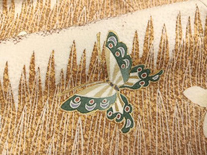 平和屋着物●訪問着　友禅　作家物　舞蝶文　金彩　鈴乃屋扱い　正絹　逸品　AABH5332ph