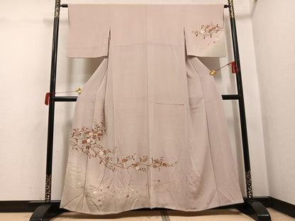 平和屋着物●訪問着　友禅　枝花文　暈し染め　金彩　鬼しぼ縮緬　正絹　逸品　AABH5334ph