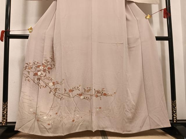 平和屋着物●訪問着　友禅　枝花文　暈し染め　金彩　鬼しぼ縮緬　正絹　逸品　AABH5334ph