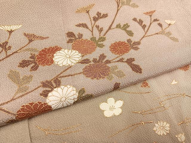 平和屋着物●訪問着　友禅　枝花文　暈し染め　金彩　鬼しぼ縮緬　正絹　逸品　AABH5334ph