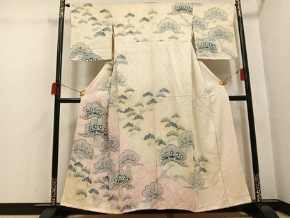 平和屋着物●訪問着　総絞り　松文　正絹　逸品　AABH5335ph