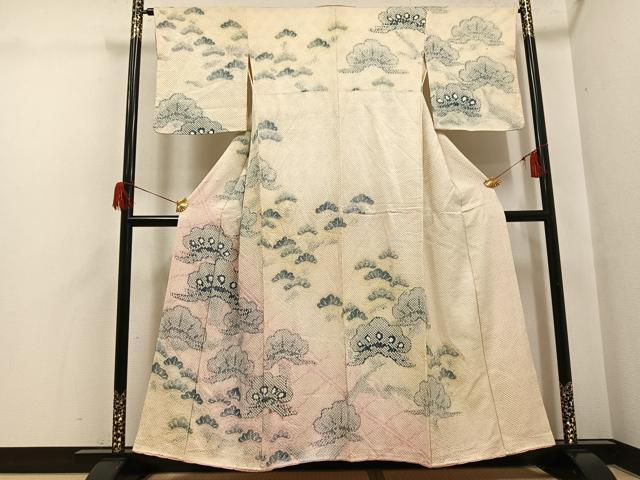平和屋着物●訪問着　総絞り　松文　正絹　逸品　AABH5335ph