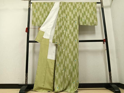 平和屋着物●上質な小紋　矢羽文　さが美扱い　正絹　逸品　AABH5338ph