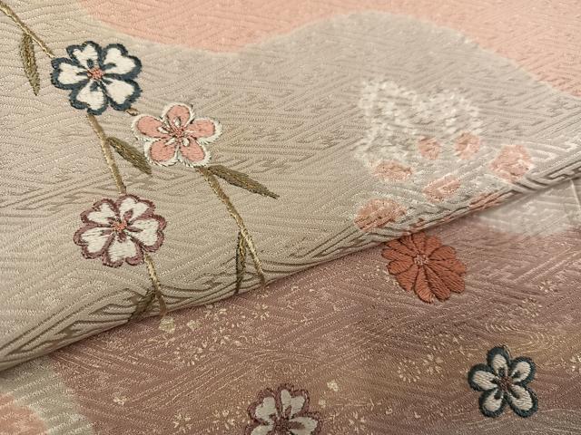 平和屋着物●訪問着　絞り　刺繍　草花文　暈し染め　正絹　逸品　AABH5340ph