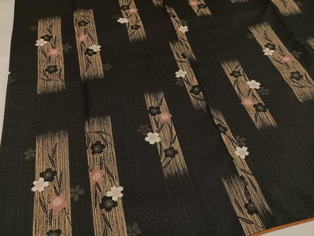 平和屋着物●小紋　夜桜　黒地　洗える着物　AABH5343ph 平和屋着物○小紋 夜桜 黒地 洗える着物 AABH5343ph