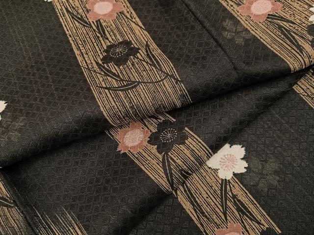 平和屋着物●小紋　夜桜　黒地　洗える着物　AABH5343ph 平和屋着物○小紋 夜桜 黒地 洗える着物 AABH5343ph