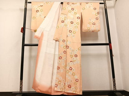 平和屋着物●上質な小紋　絞り　花尽くし　正絹　逸品　AABH5344ph