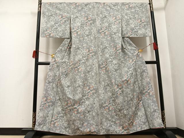 平和屋着物●都喜ヱ門　本場大島紬　一元総絣　草花文　藤絹織物謹製　正絹　逸品　AABH4148ph 平和屋着物○都喜ヱ門 本場大島紬 白大島 一元7マルキ 総絣 草花文 藤