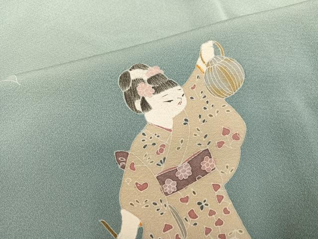 平和屋着物●訪問着　友禅　作家物　童子遊び　枝花文　暈し染め　正絹　逸品　CABE7178ut 平和屋着物○訪問着 友禅 作家物 童子遊び 枝花文 暈し染め 正絹 逸品
