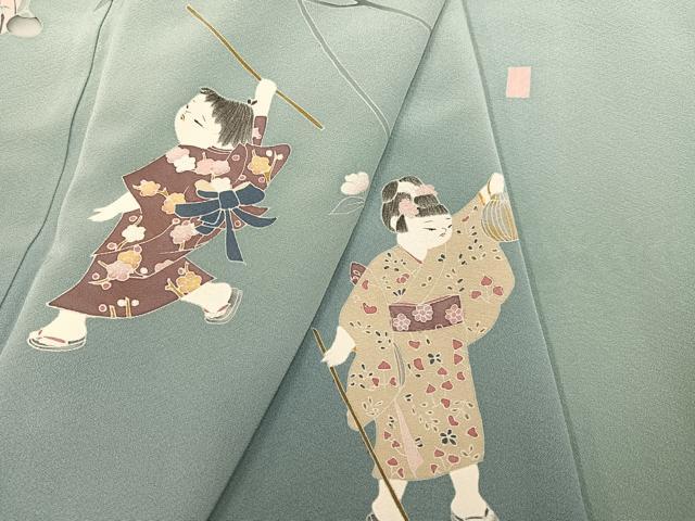 平和屋着物○訪問着 友禅 作家物 童子枝花文 暈し染め