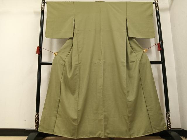 平和屋着物●上質な紬　色無地　油色　正絹　逸品　未使用　AABH5348ph