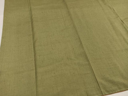 平和屋着物●上質な紬　色無地　油色　正絹　逸品　未使用　AABH5348ph