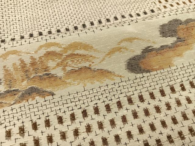 平和屋着物●上質な紬　遠山風景文　正絹　逸品　未使用　AABH5349ph 平和屋着物○上質な紬 遠山風景文 正絹 逸品 未使用 AABH5349ph