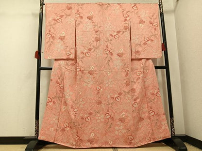 平和屋着物●上質な小紋　絞り　草花文　正絹　逸品　AABH5351ph
