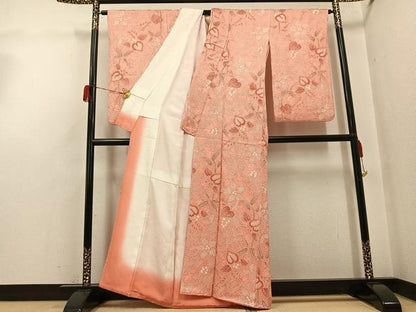平和屋着物●上質な小紋　絞り　草花文　正絹　逸品　AABH5351ph